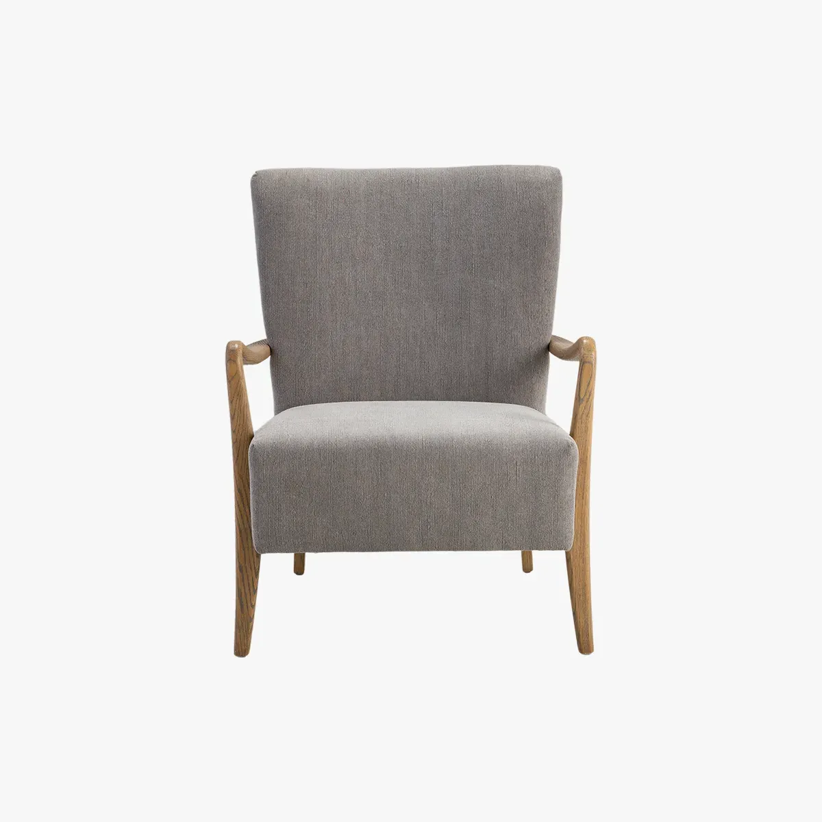 Curved Armchair with Oak Frame - Dark Grey, Linen image