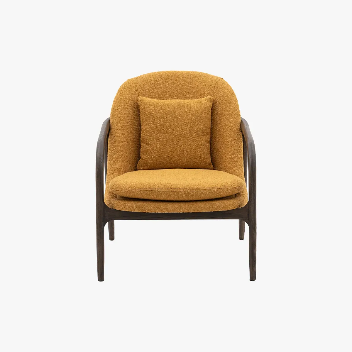 Curved Armchair with Wood Frame - Ochre, Fabric image