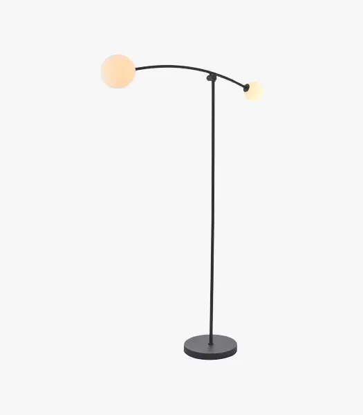 Curved Floor Lamp with Opal Glass - Black, Metal image
