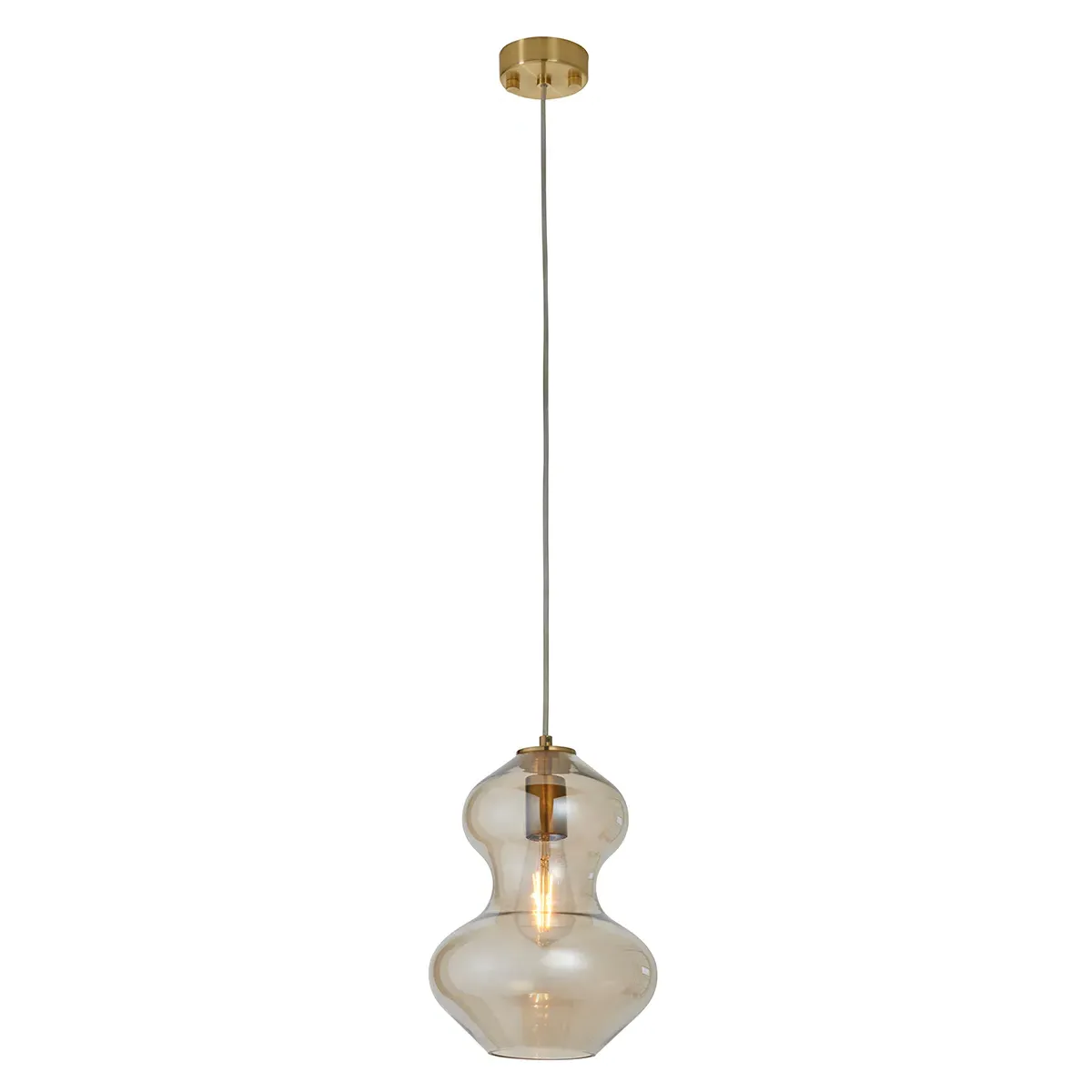 Curved Pendant Light - Brass, Glass image