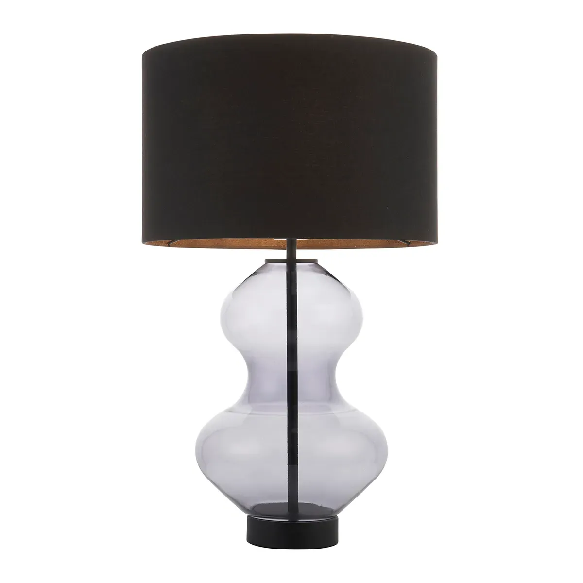 Curved Table Lamp with Black Shade - Black, Glass