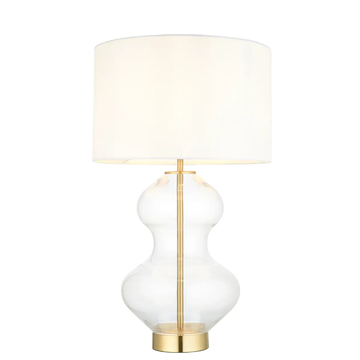Curved Table Lamp with White Shade - Brass, Glass