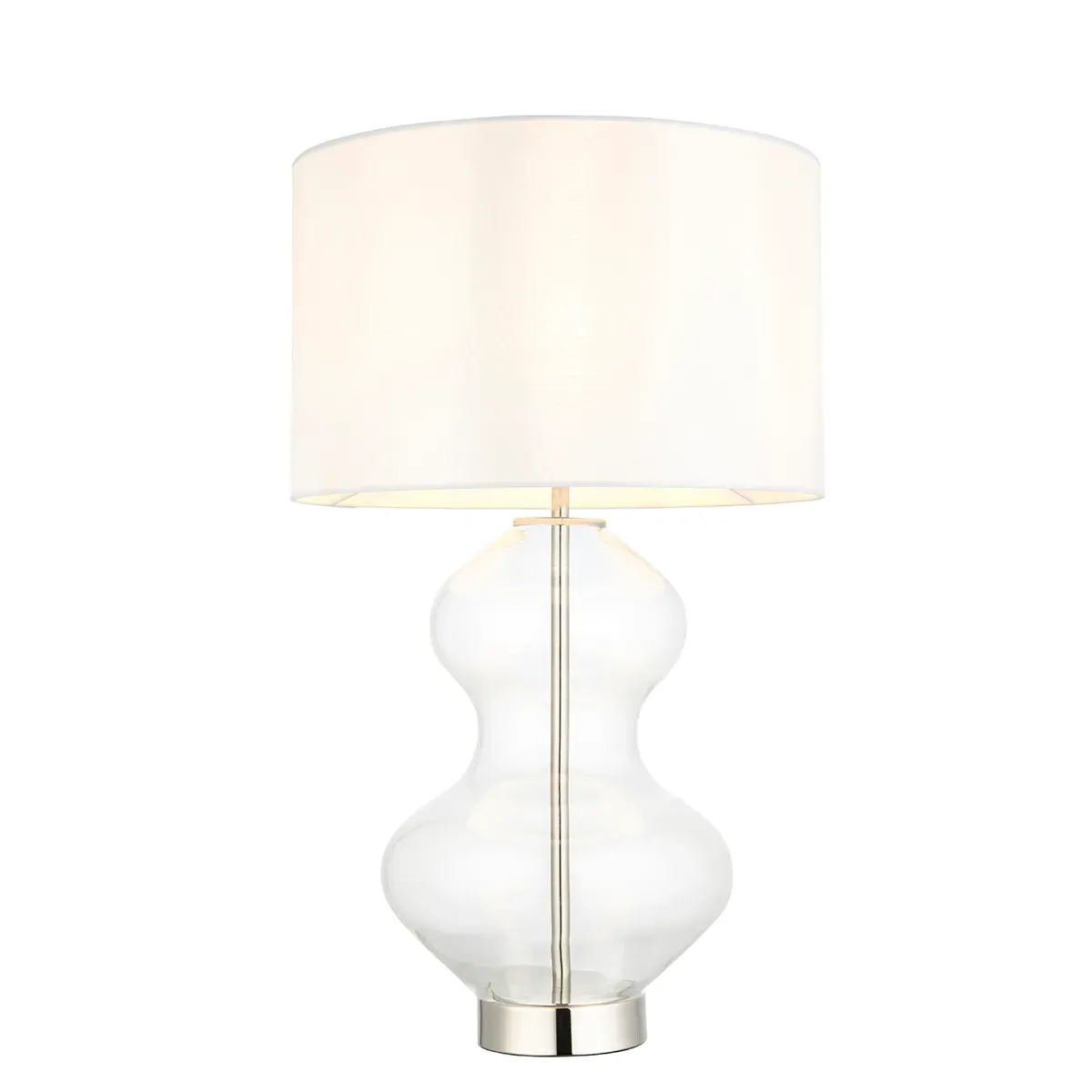 Curved Table Lamp with White Shade - Nickel, Glass