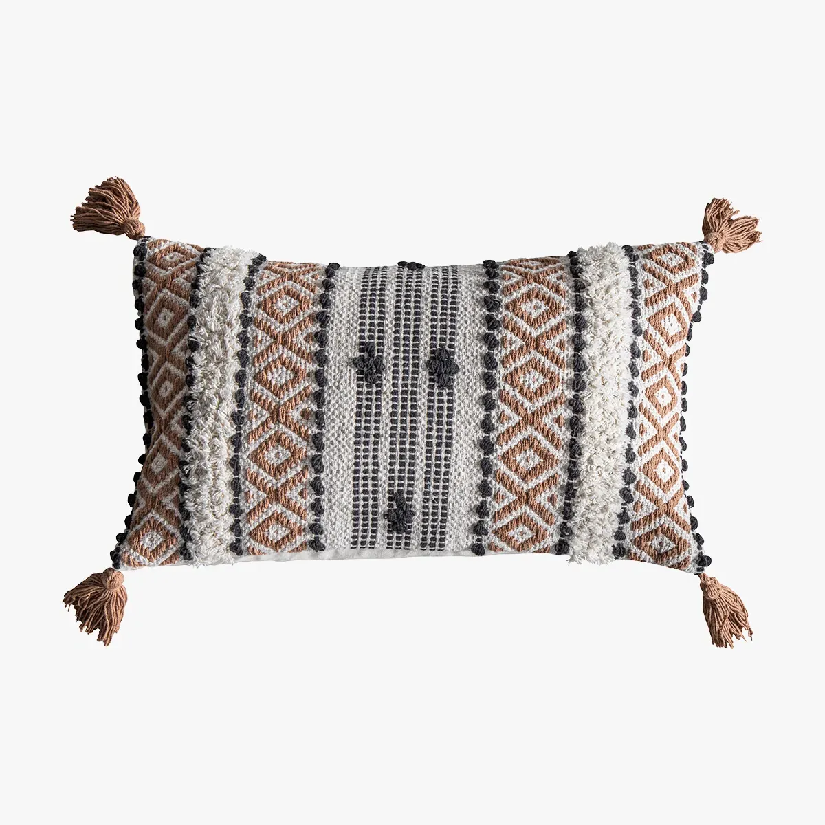 Cushion with Tassels - Burnt Orange, Cotton image