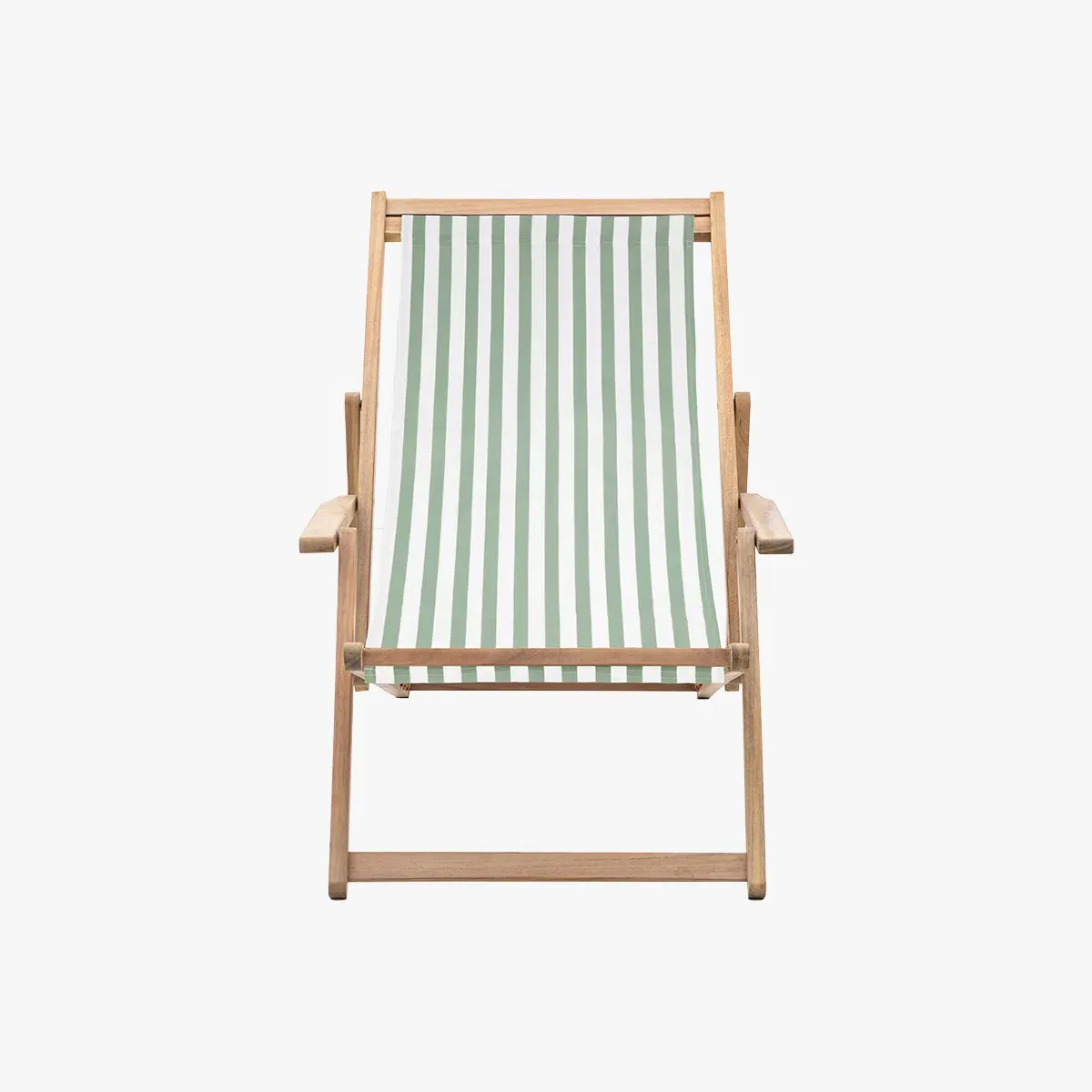 Deck Chair with Recline - Sage Stripe, Acacia