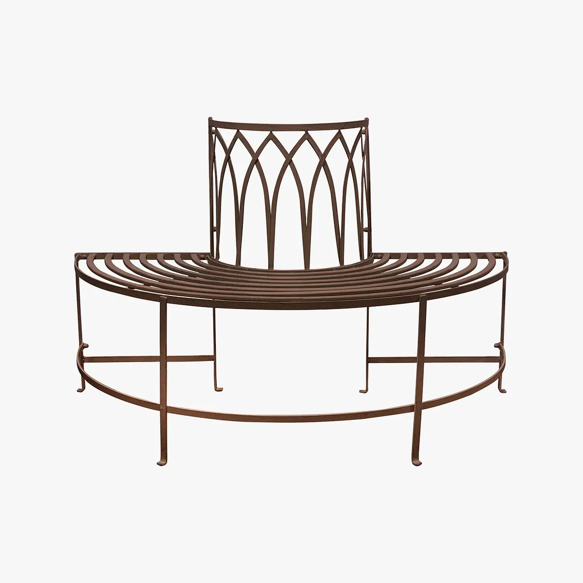 Demi Lune Outdoor Bench - Brown, Metal