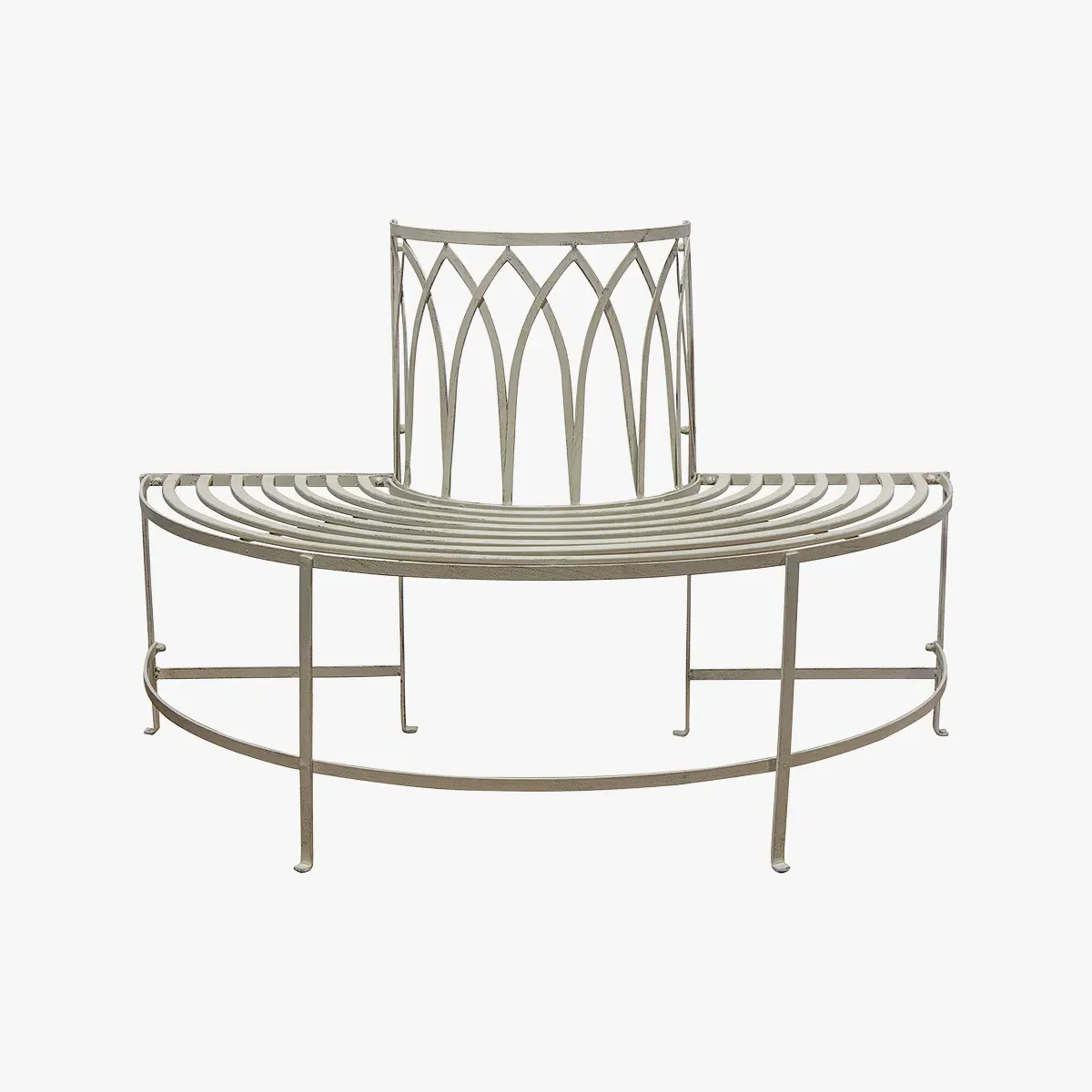 Demi Lune Outdoor Bench - White, Metal image