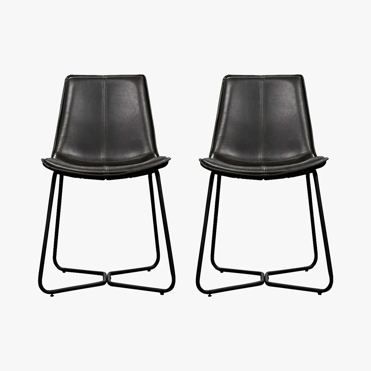 Dining Chair Set of 2 - Black, Faux Leather image