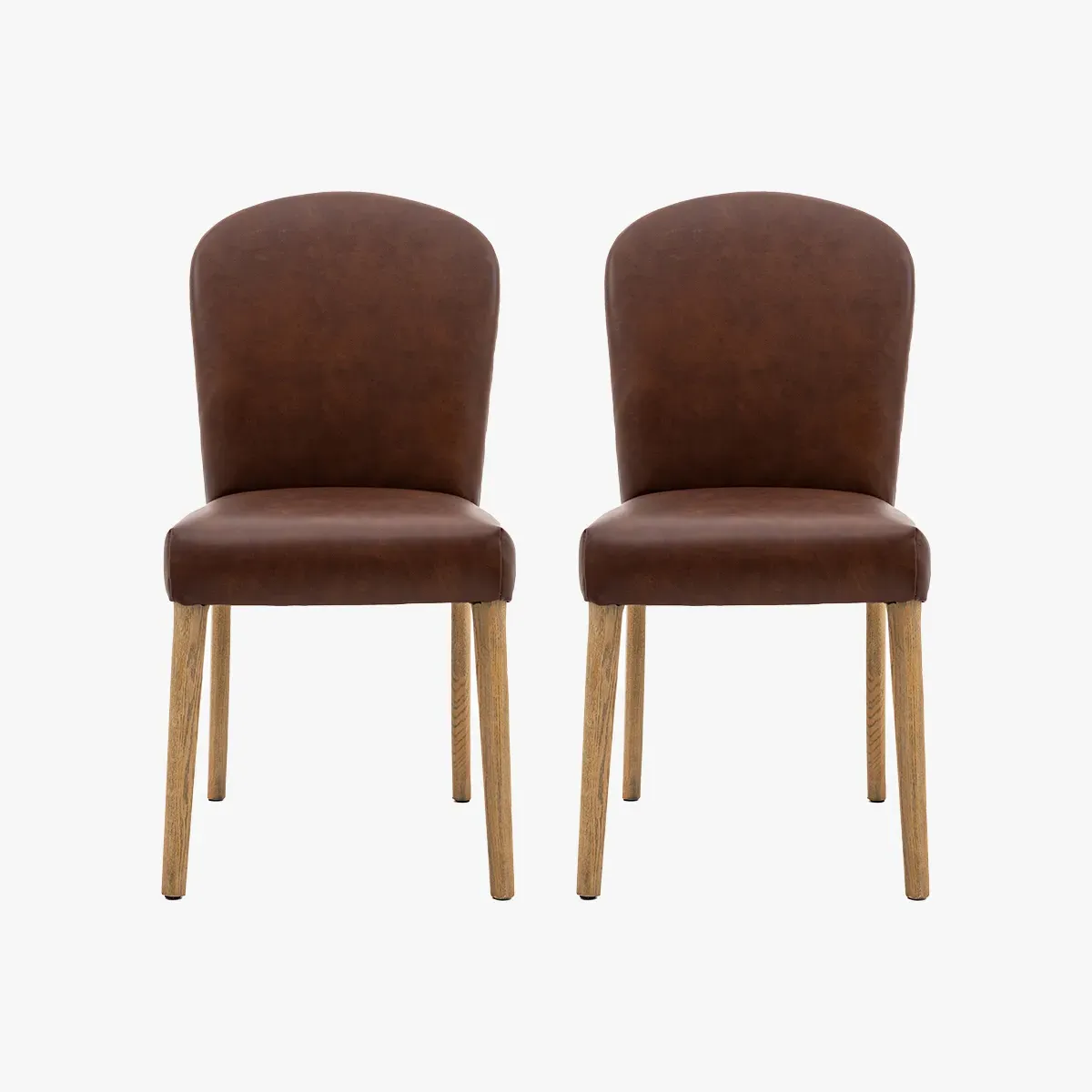 Dining Chair Set of 2 - Brown, Leather image