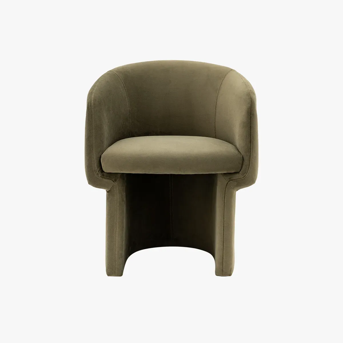 Dining Chair with Curved Design - Moss Green