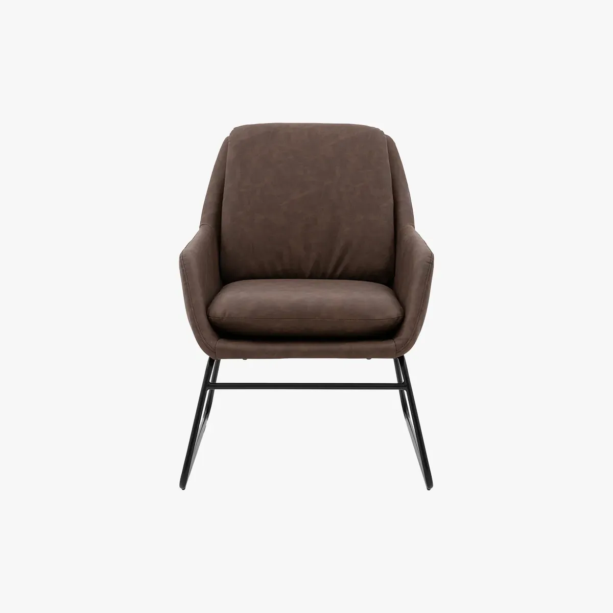 Dining Chair with Metal Legs - Brown, Faux Leather image