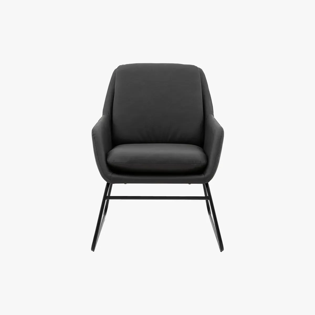 Dining Chair with Metal Legs - Charcoal, Faux Leather