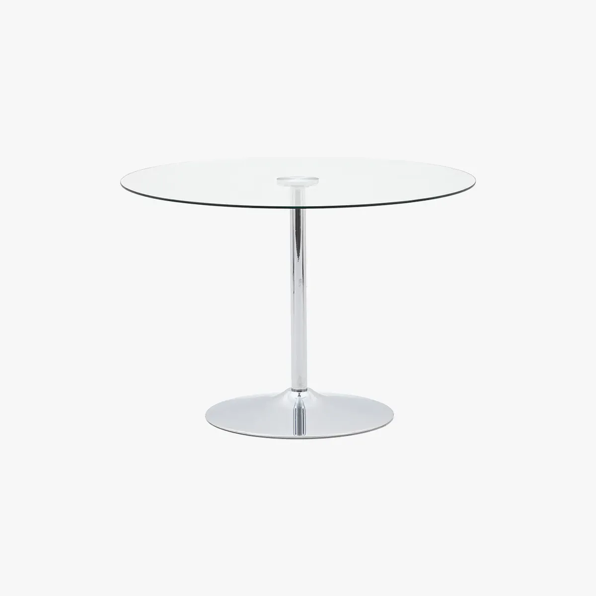 Dining Table with Chrome Base - Clear, Glass