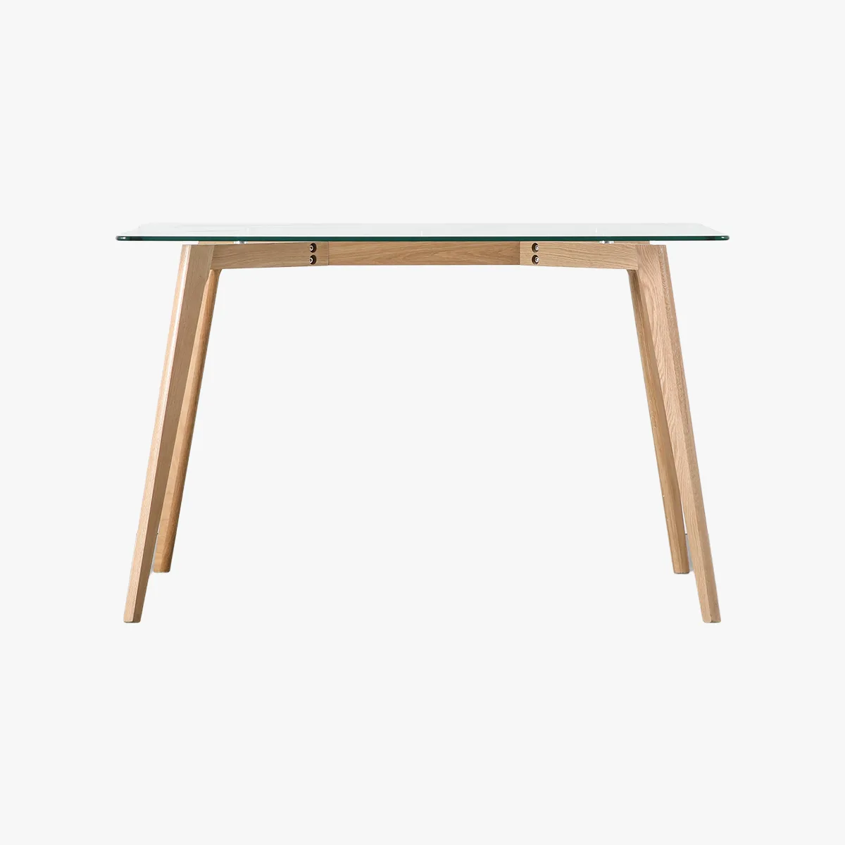 Dining Table with Glass Top - Oak, Tempered Glass