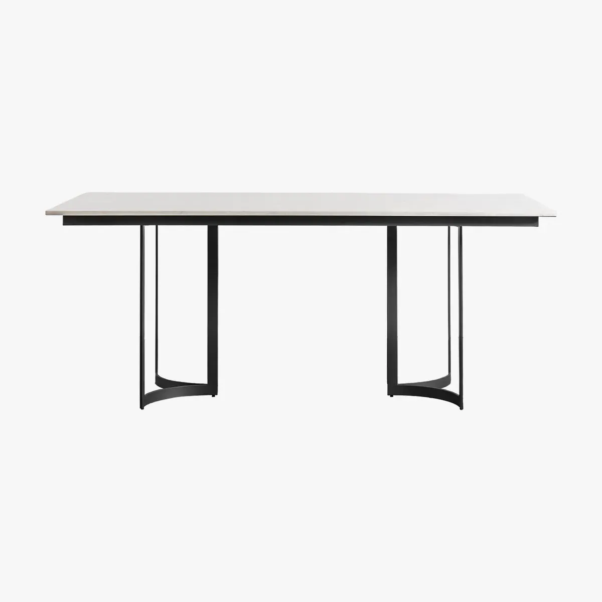 Dining Table with Marble Top - Black, Metal image
