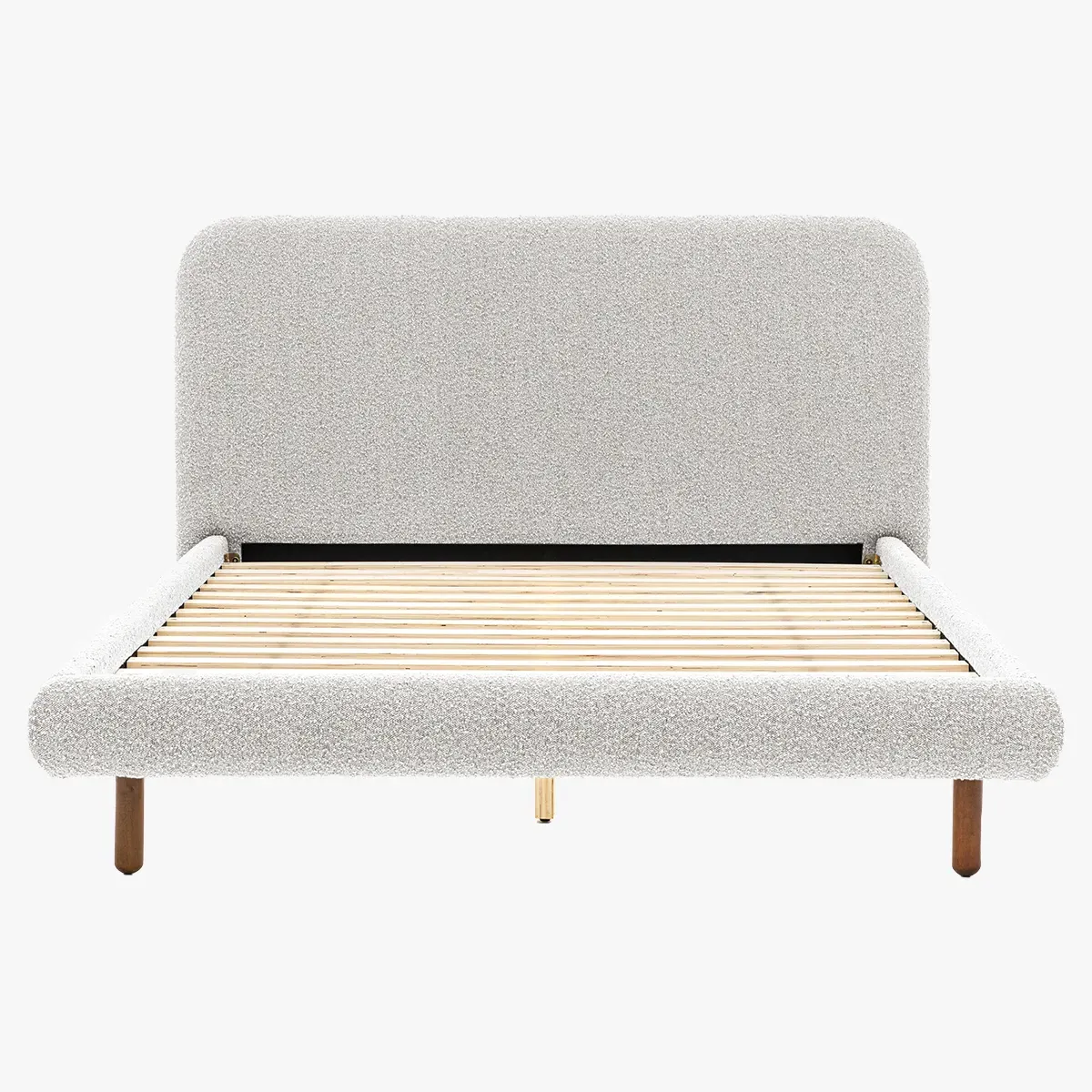 Double Bedstead with Curved Headboard - Stone Grey