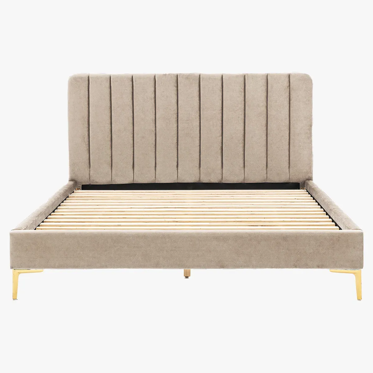 Double Bedstead with Panelled Headboard - Latte