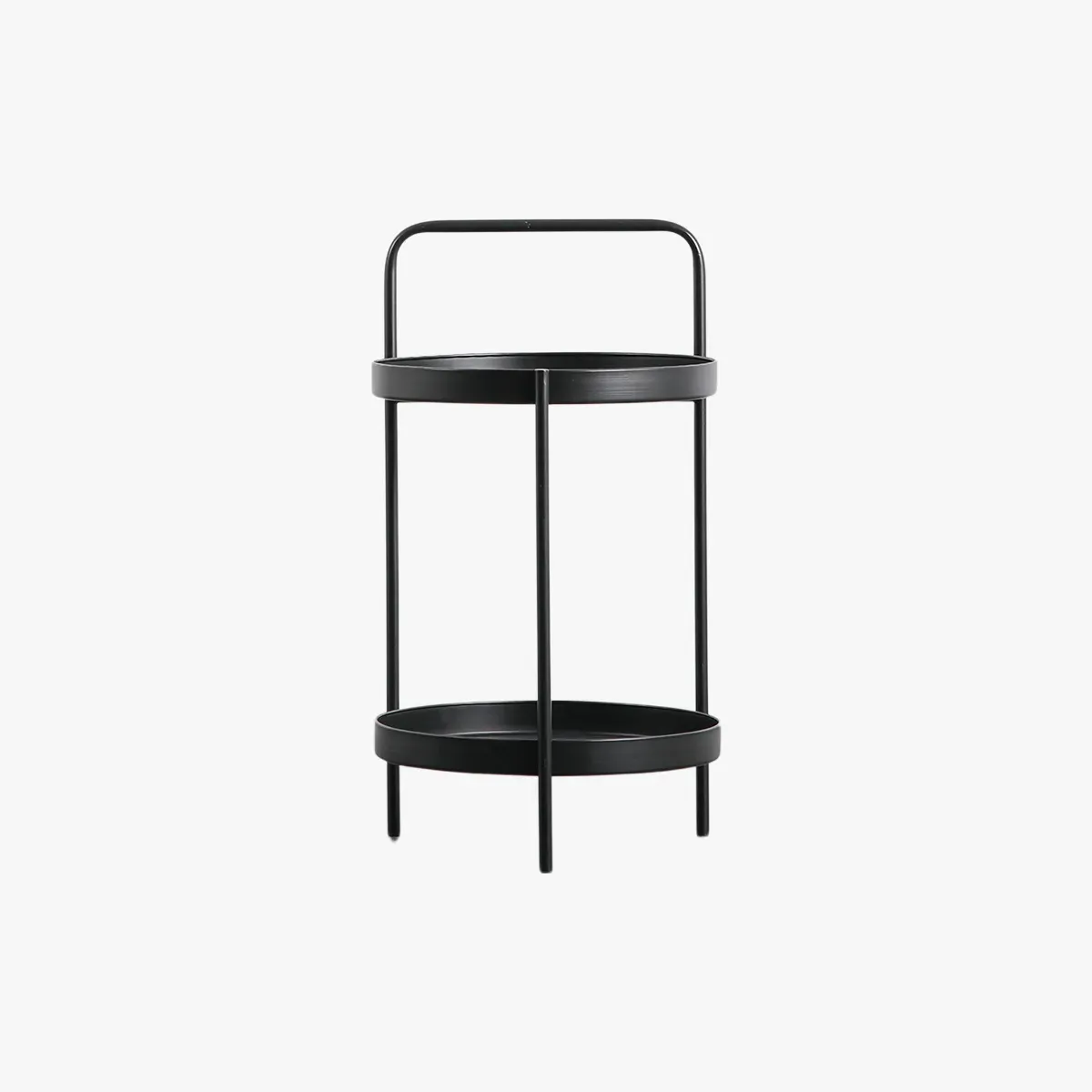 Double-Decker Side Table with Handle - Black image