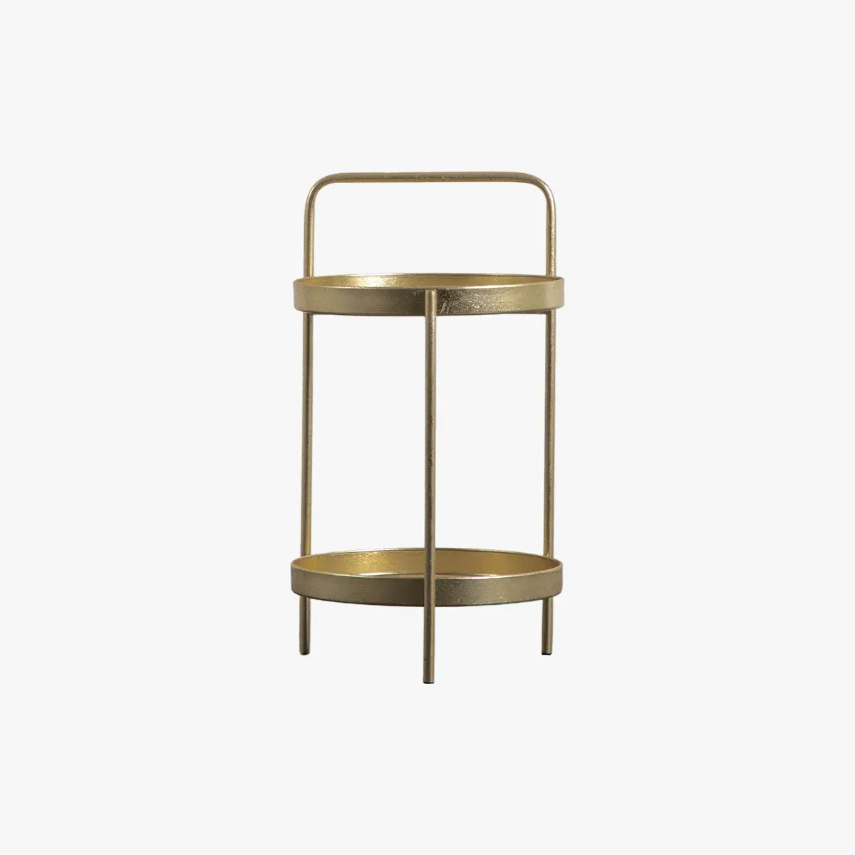Double-Decker Side Table with Handle - Gold