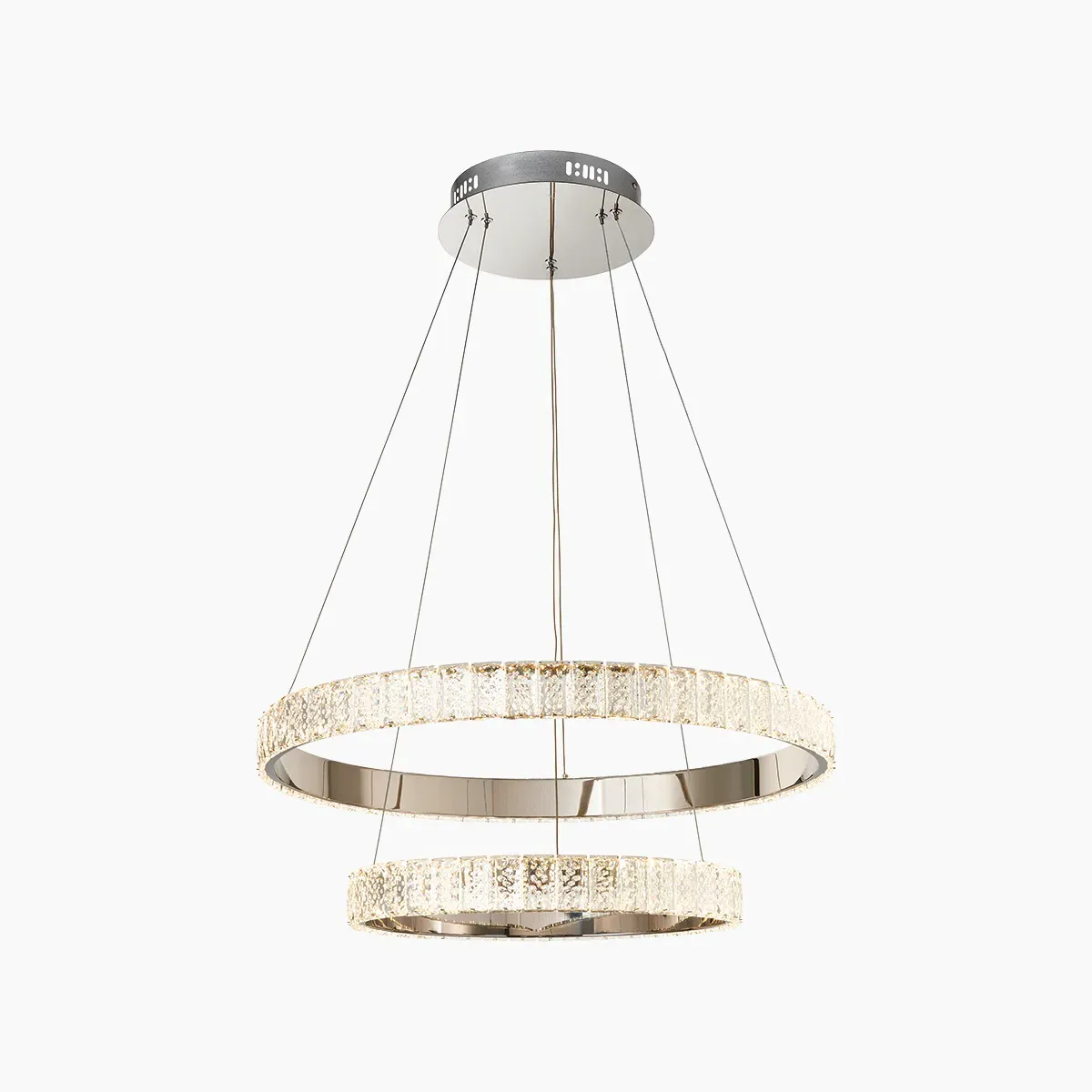 Double Ring Pendant Light - Silver, Metal