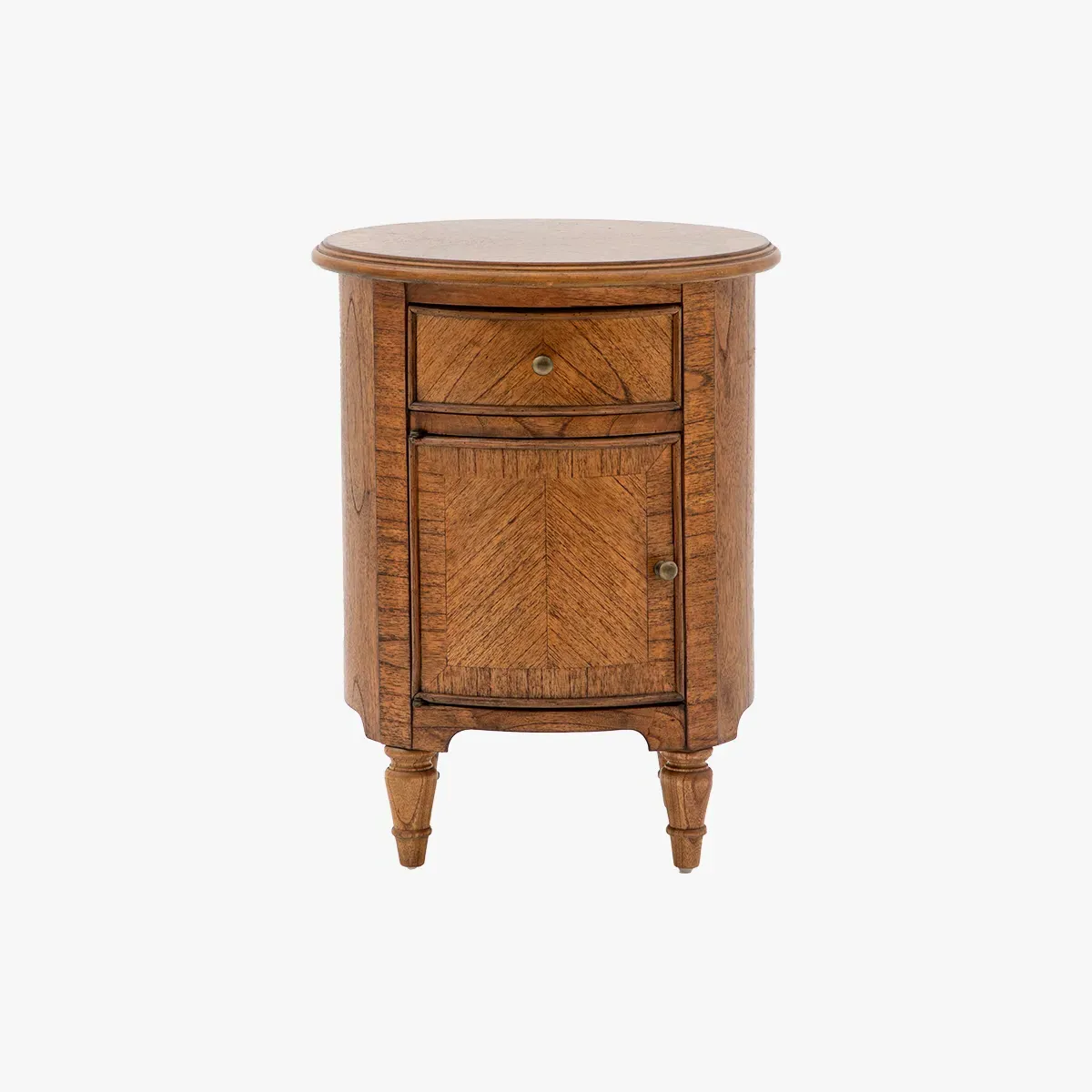 Drum Side Table with Storage - Natural, Wood