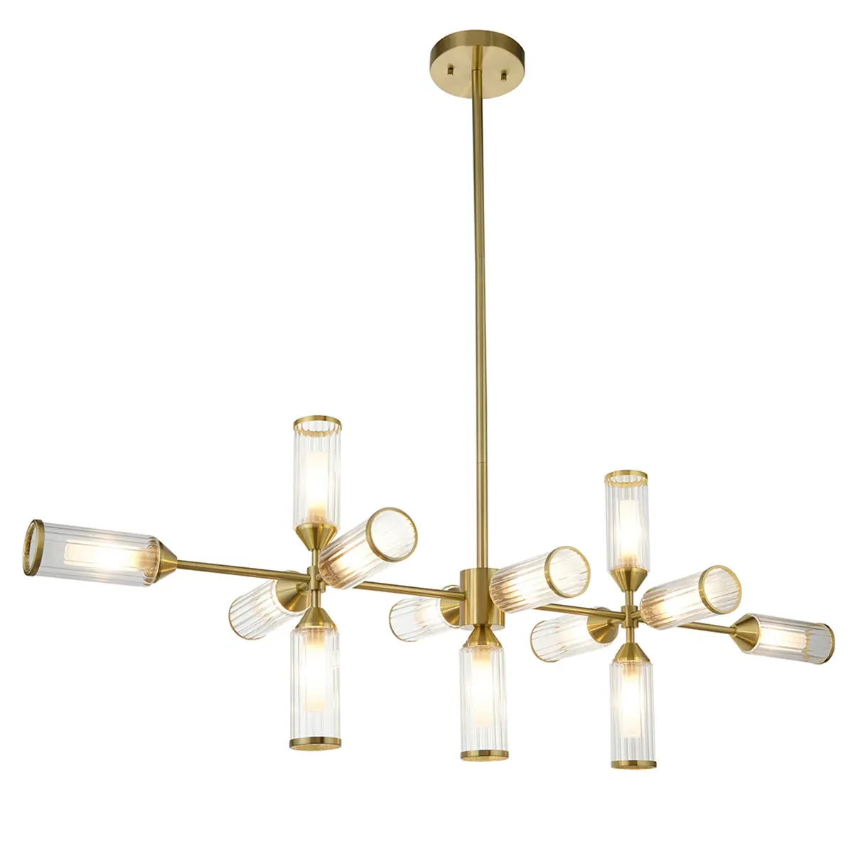 Extra Large Linear Glass Pendant - Brass