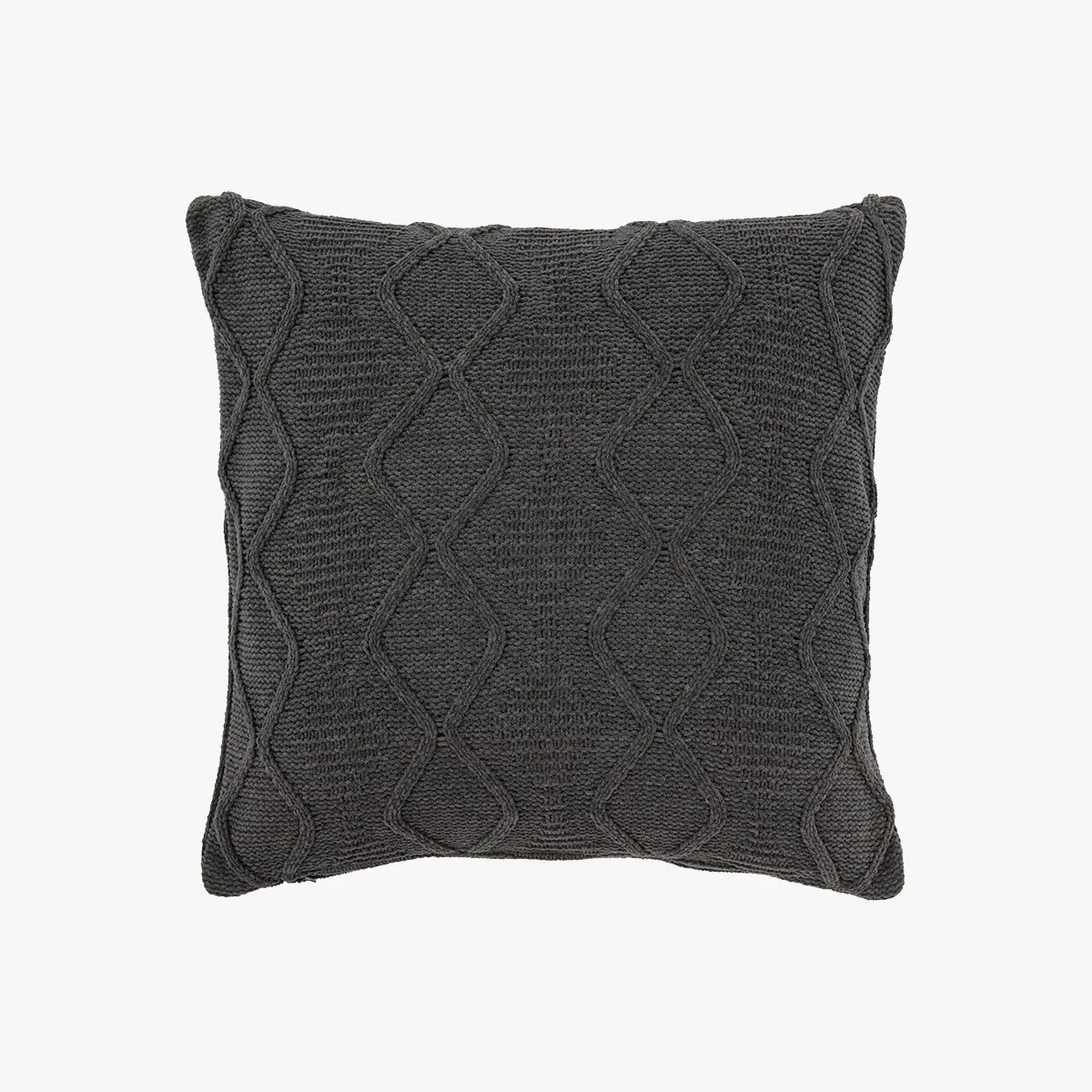 Filled Cushion Cable Knit - Grey, Chenille