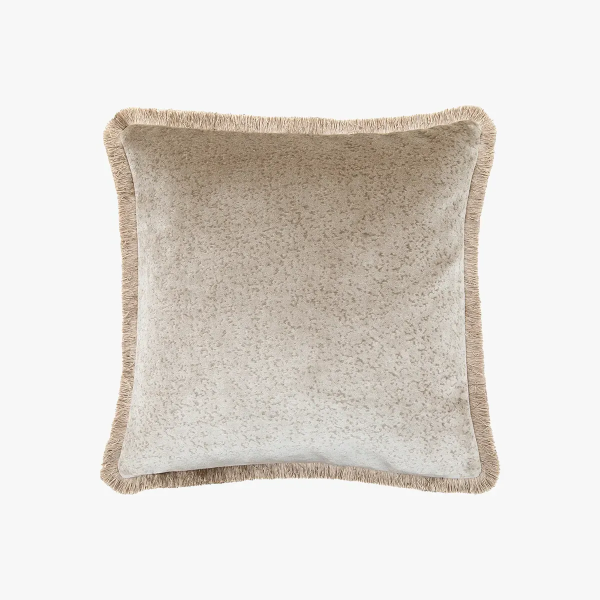 Filled Cushion with Fringing - Natural, Velvet