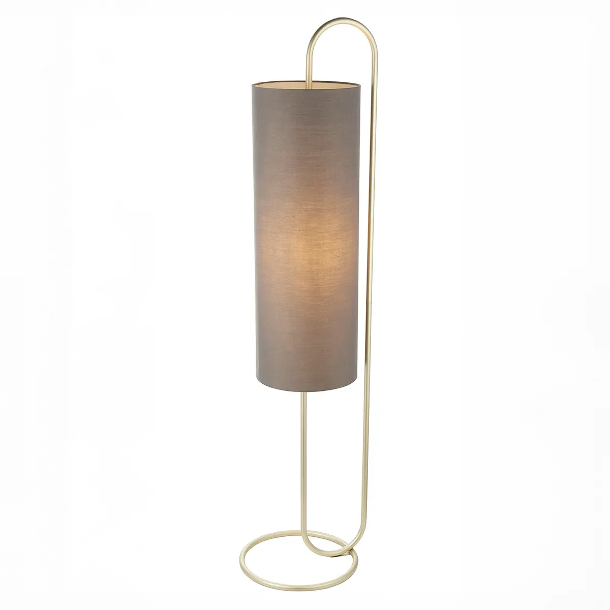 Floor Light with Fabric Shade - Grey, Brass image