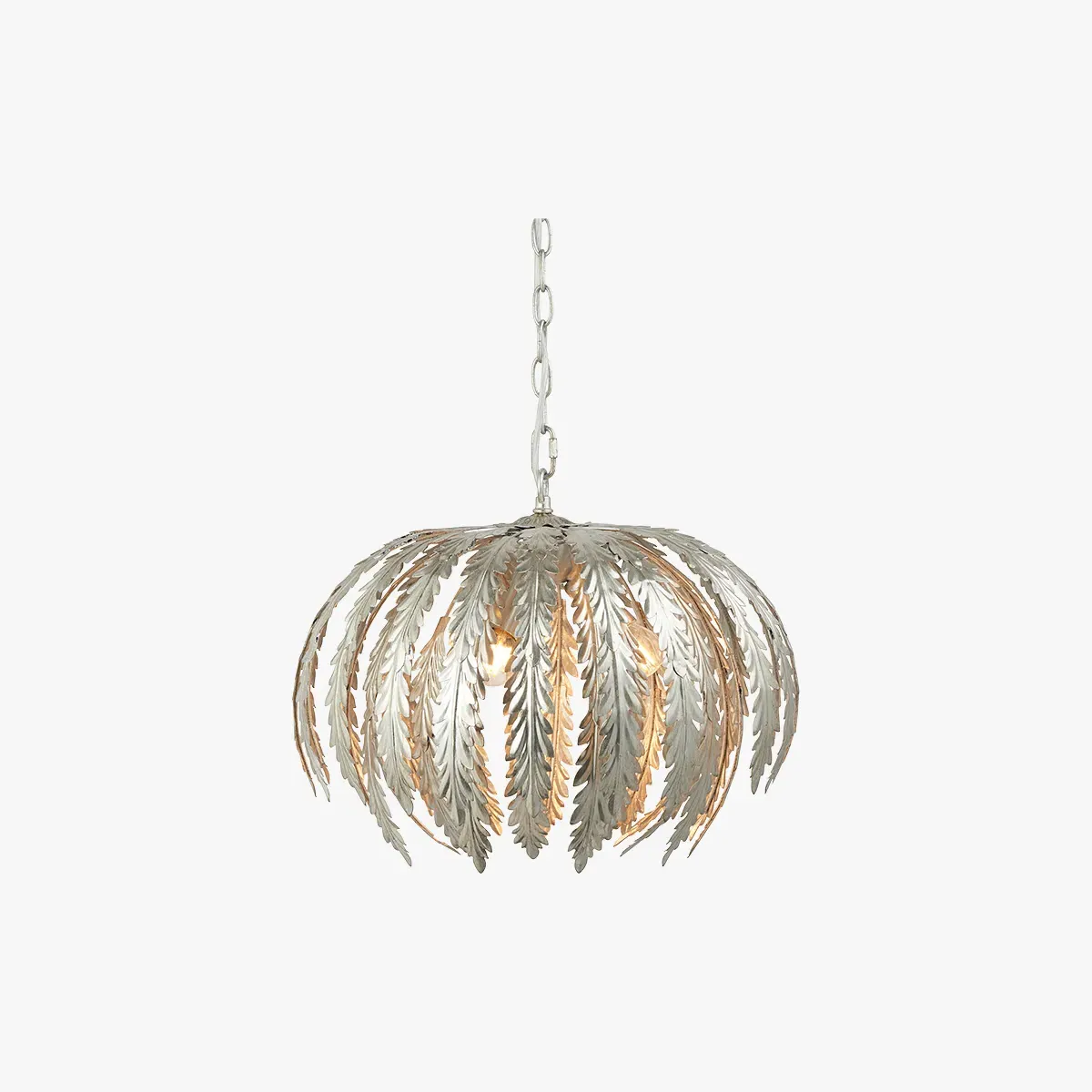 Floral Pendant Light with Chain - Silver, Metal