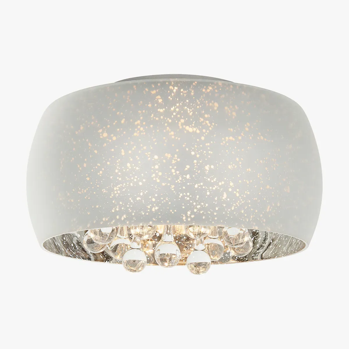 Flush Ceiling Lamp with Droplets - Silver, Glass