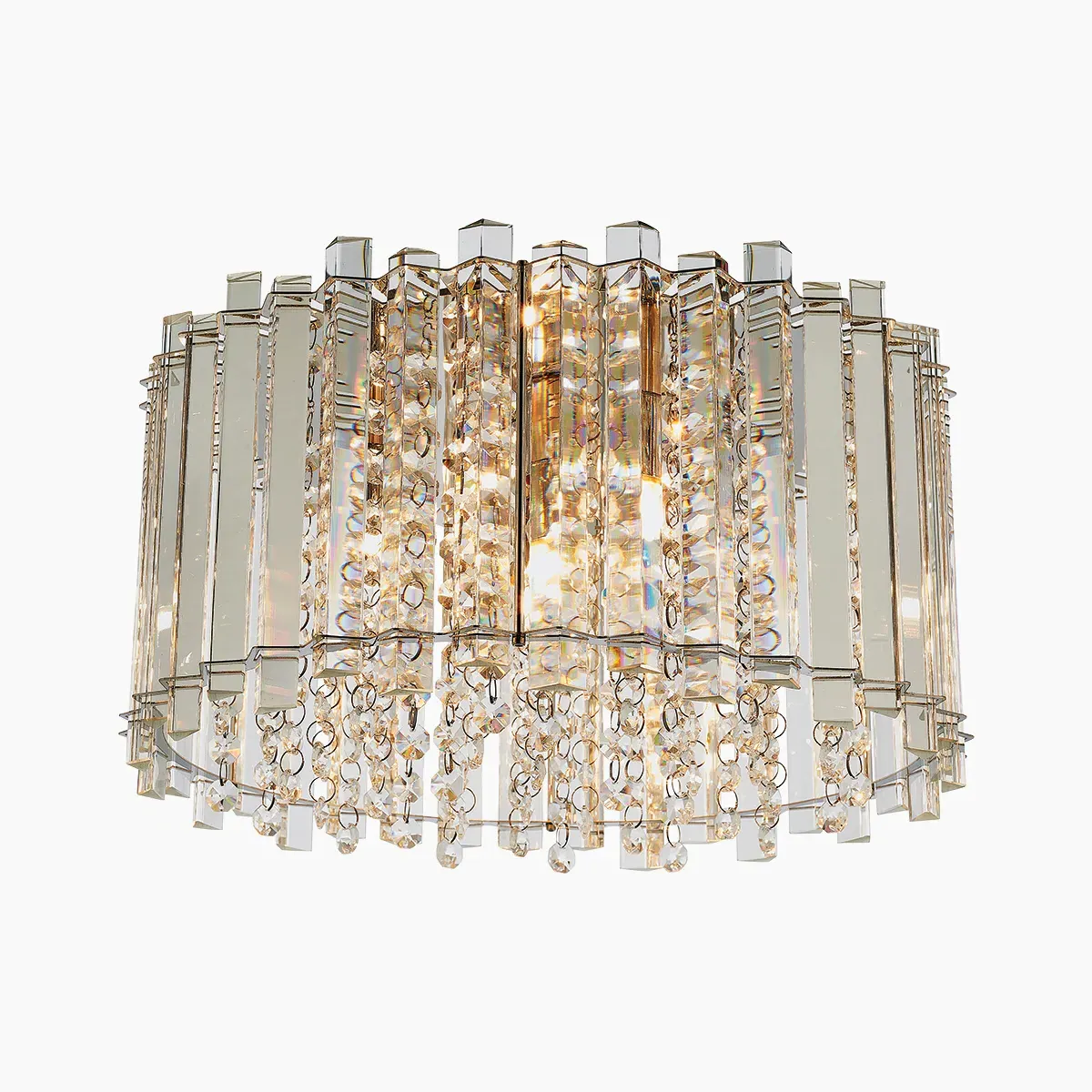 Flush Ceiling Light with Glass Drops - Silver image