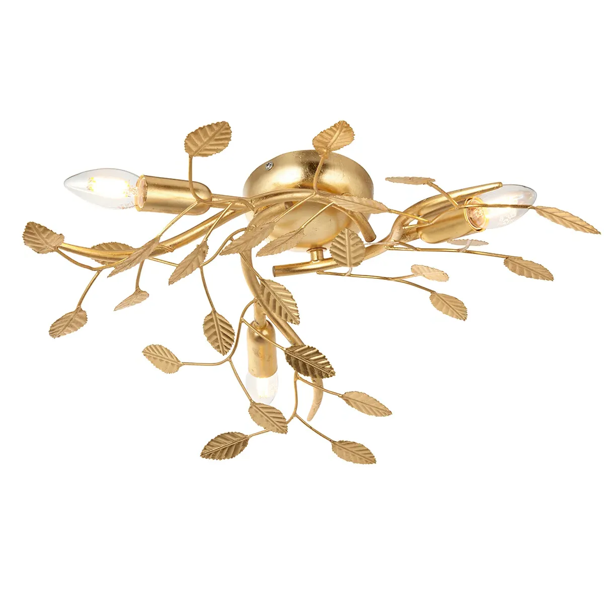 Flush Light with Leaf Design - Gold
