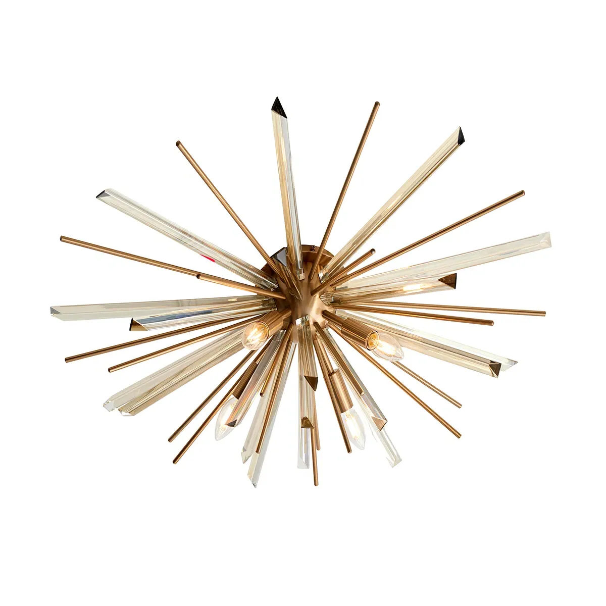 Flush Starburst Ceiling Light - Brass, Glass image