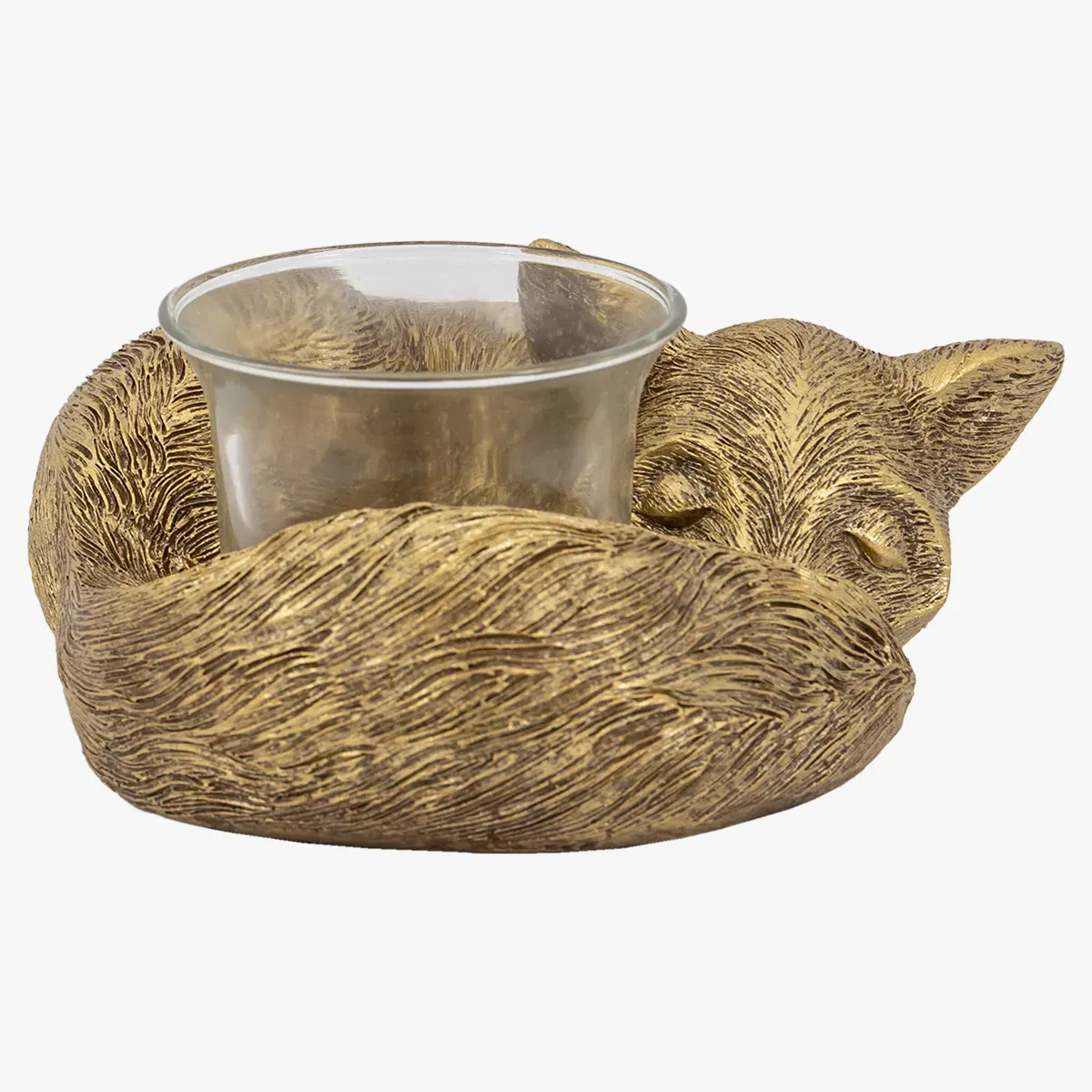 Fox Tealight Holder - Antique Gold image