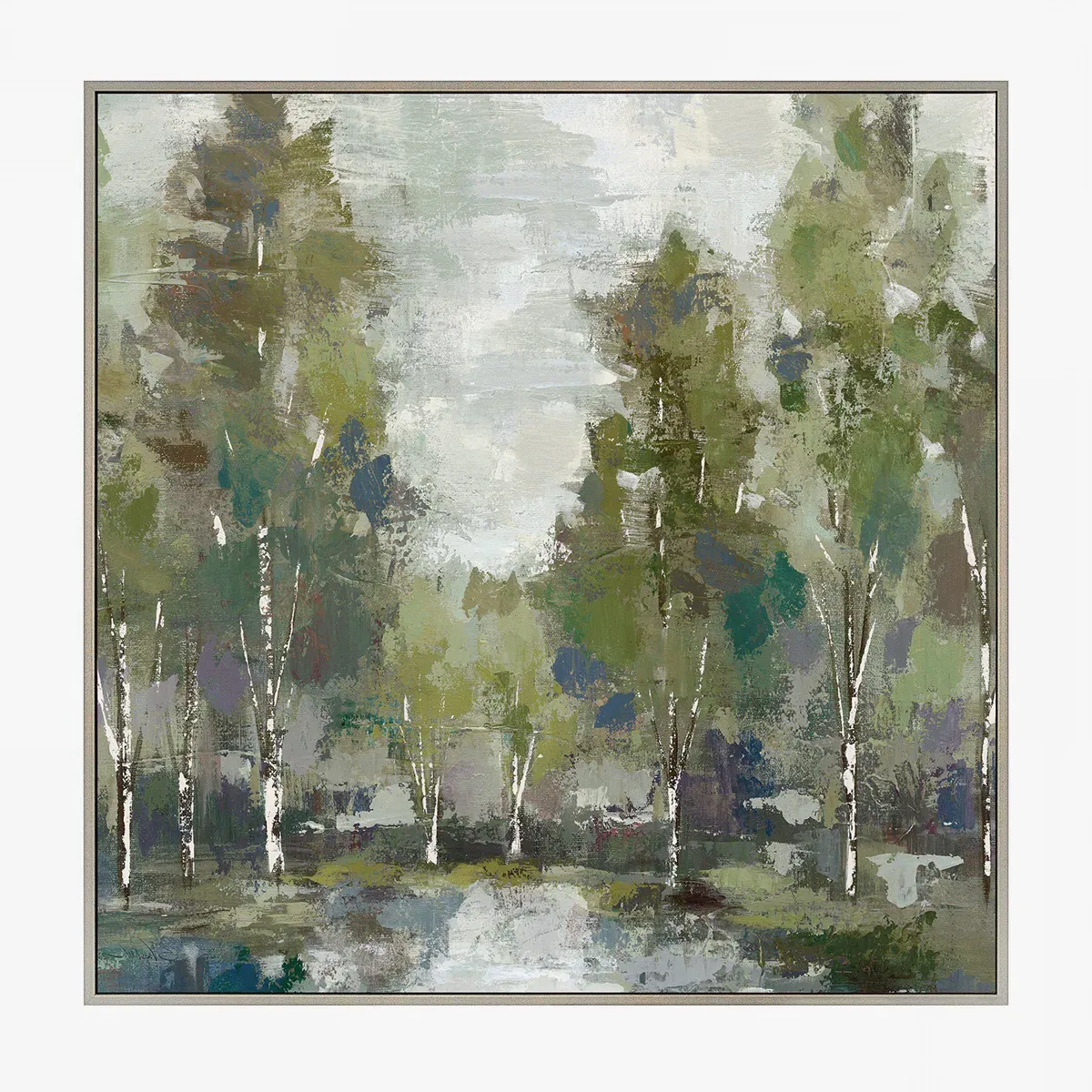 Framed Canvas Wall Art - Green Blue Nature image
