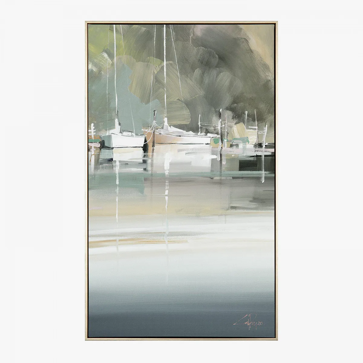Framed Canvas Wall Art - Marina Scene image