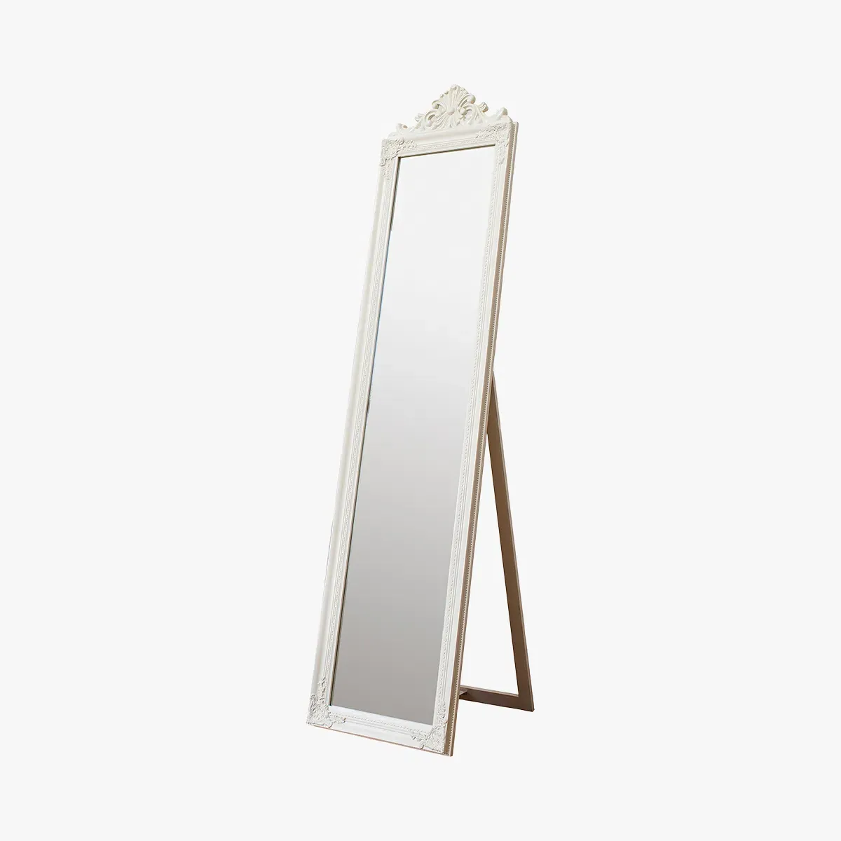 Full Length Cheval Mirror with Crest - White image
