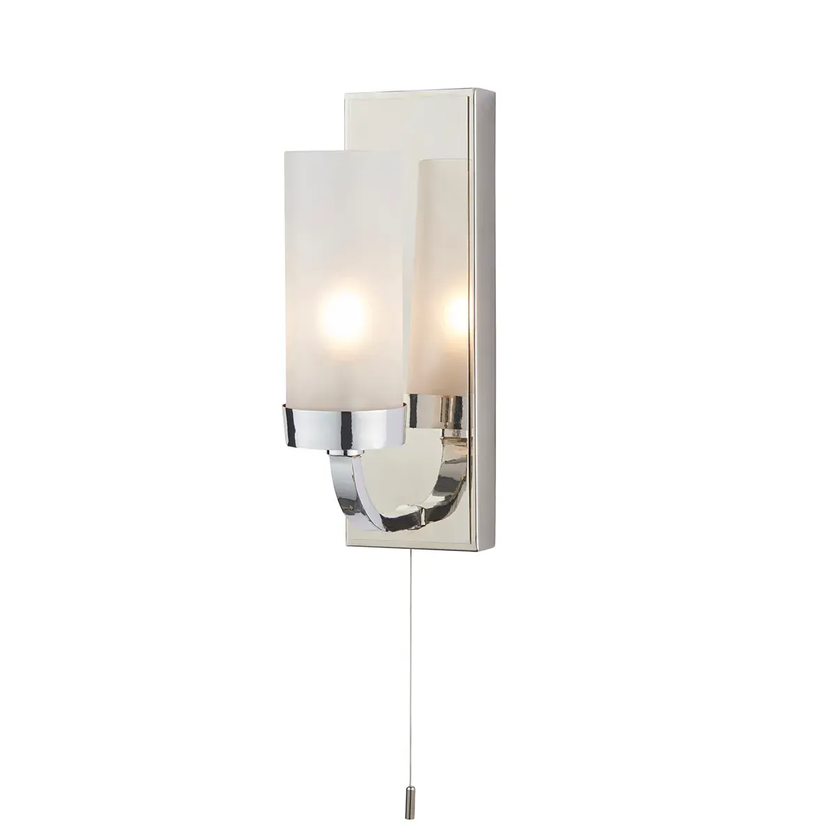 Glass Bathroom Wall Light - Frosted, Chrome