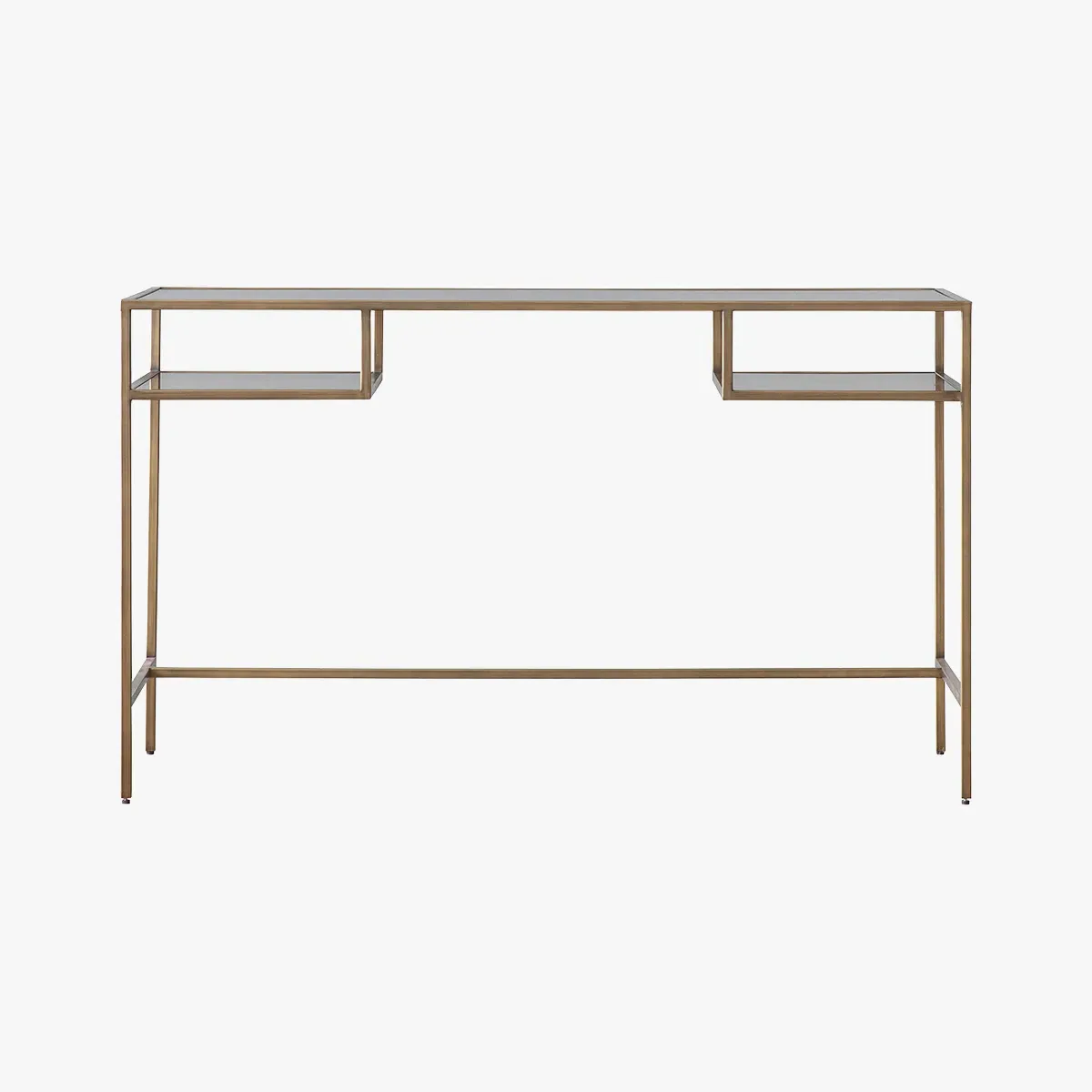 Glass Desk with Shelves - Bronze, Metal image
