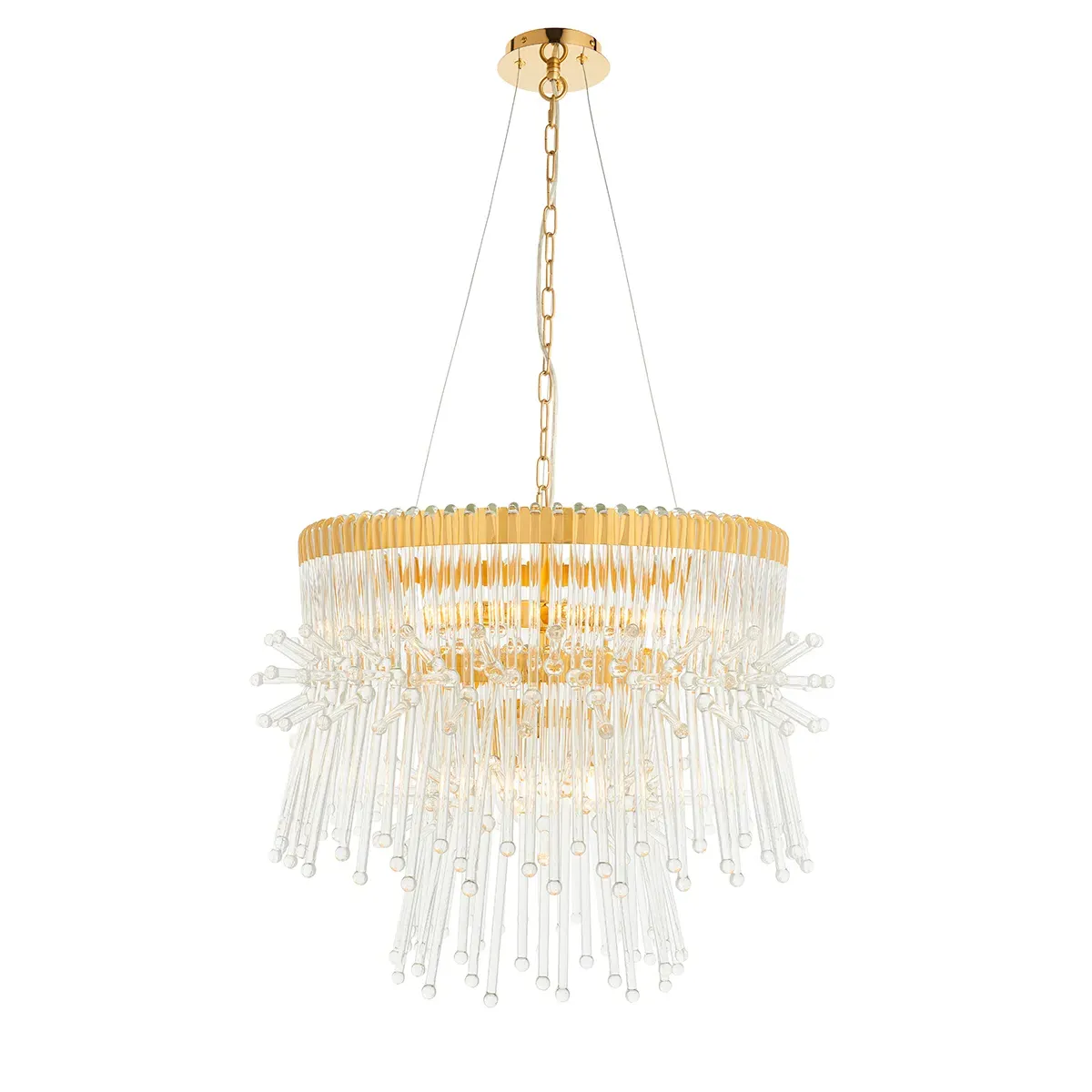 Glass Rod Pendant Light - Gold, Metal image