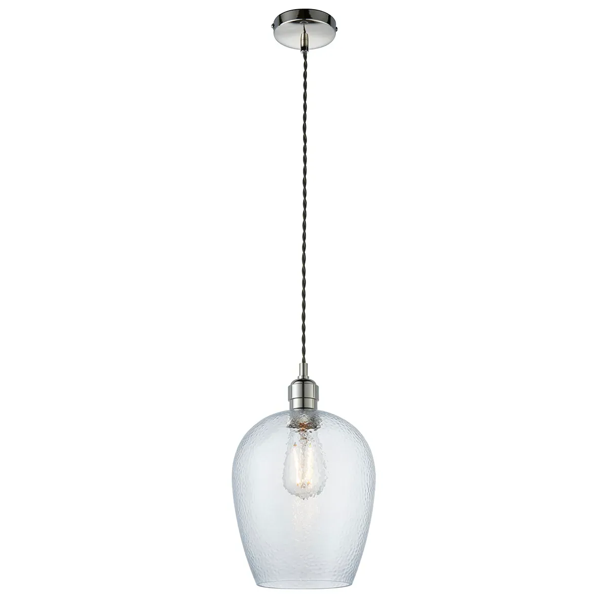 Hammered Glass Pendant Light - Nickel image