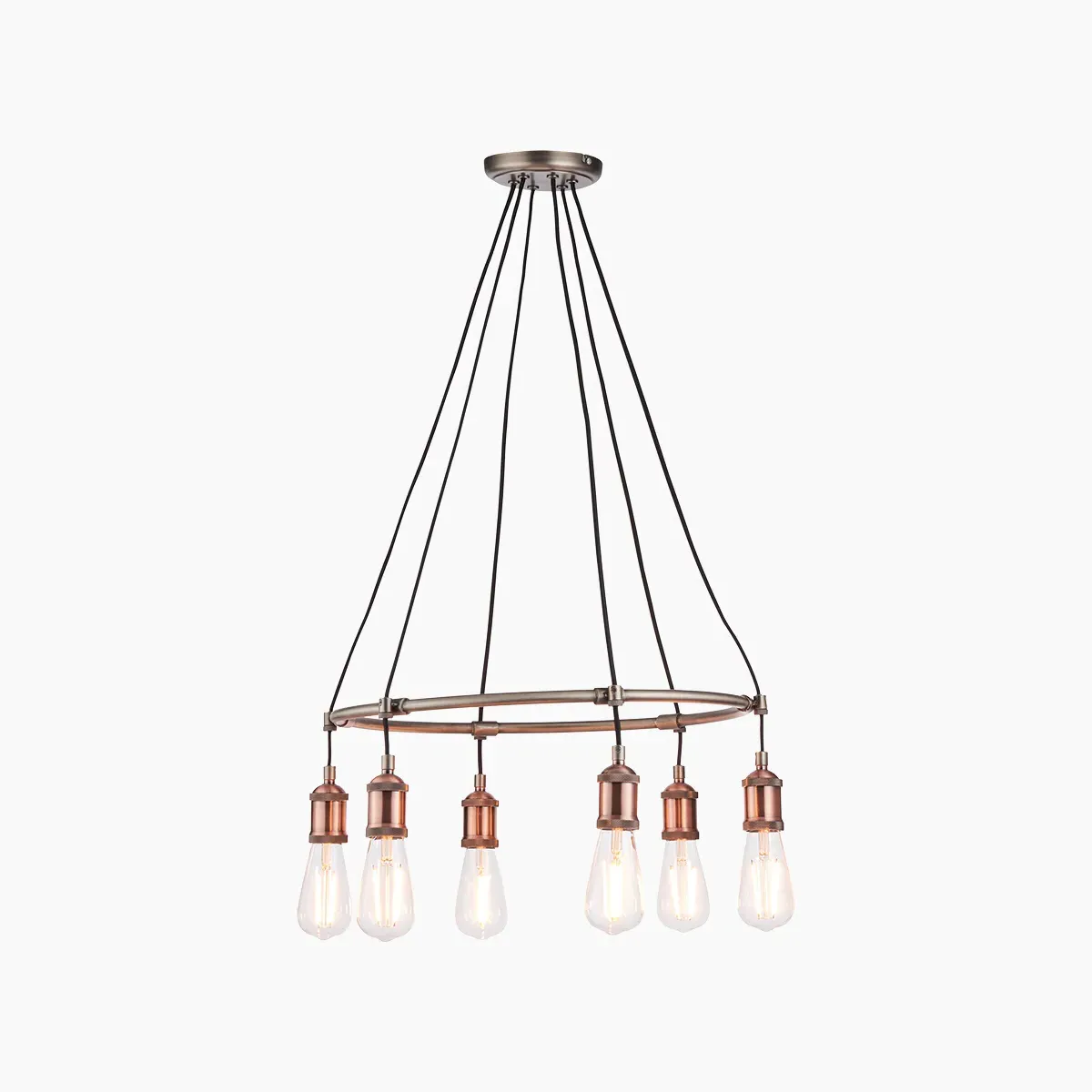 Height Adjustable Chandelier - Pewter, Metal