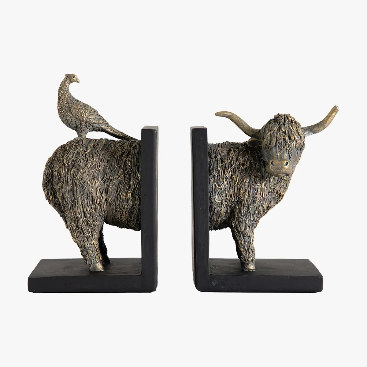 Highland Cow Bookends Set of 2 - Bronze