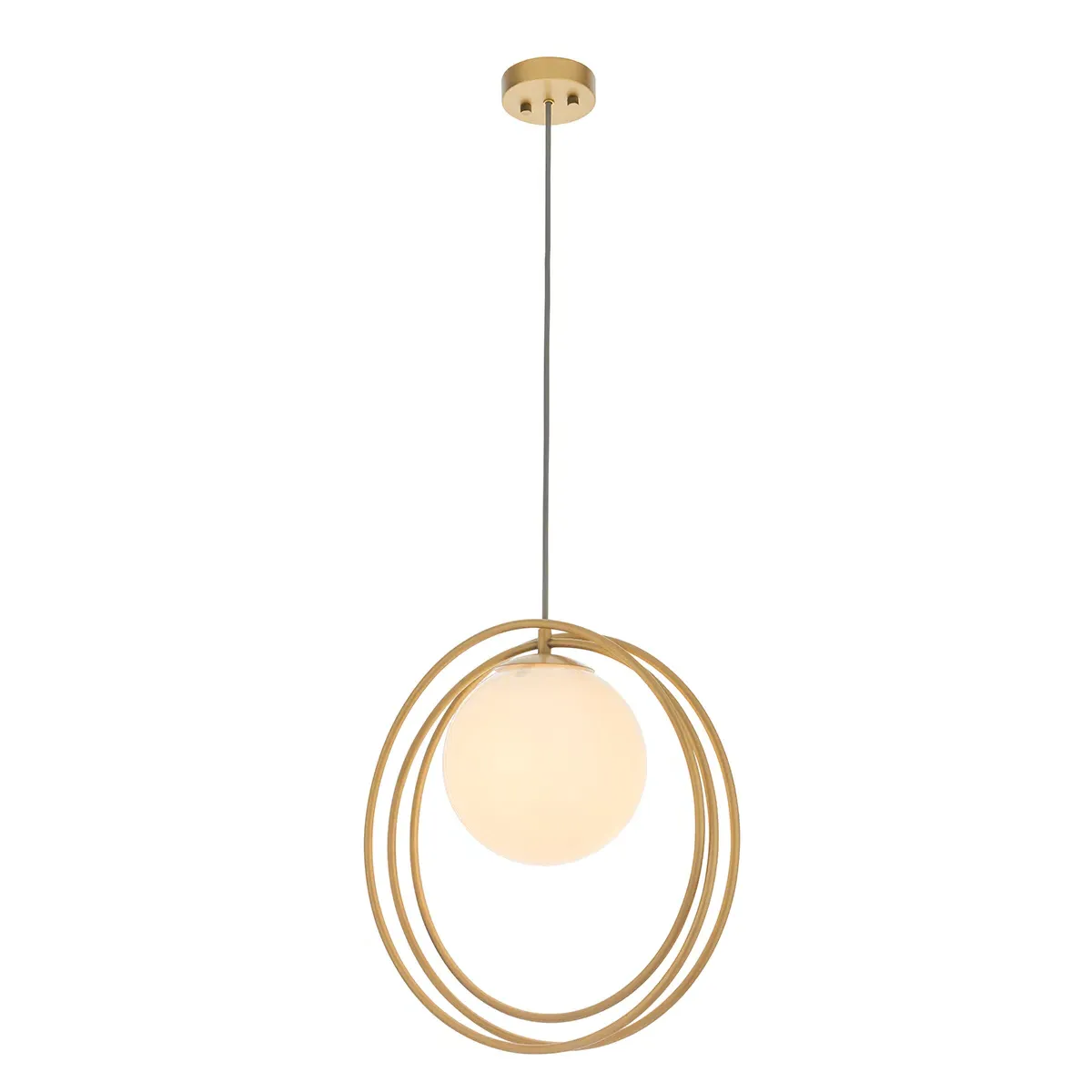 Hoop Pendant Light - Gold, Opal Glass image