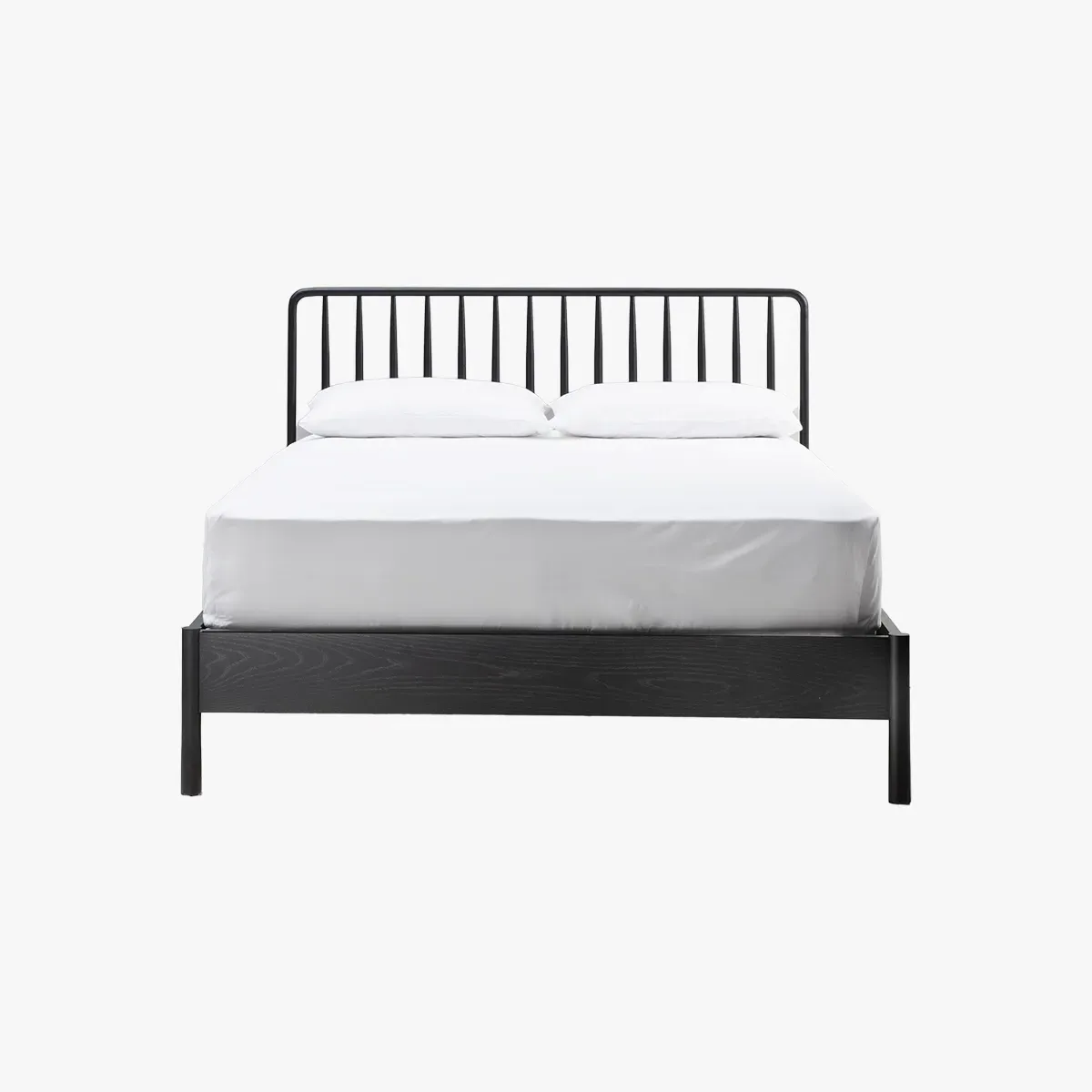 King Size Bed Frame with Spindle Headboard - Black, Oak