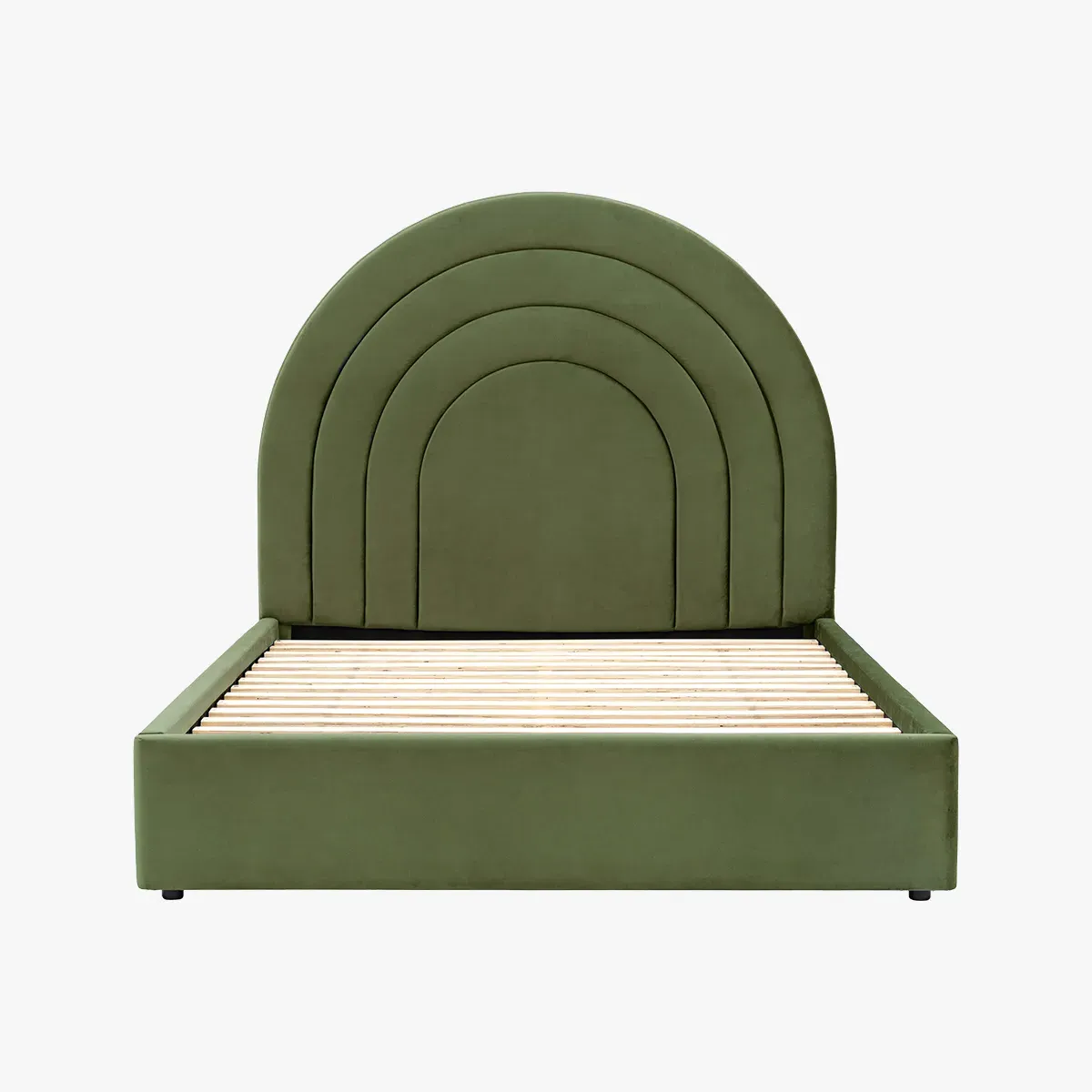 King Size Bedstead with Curved Headboard - Olive