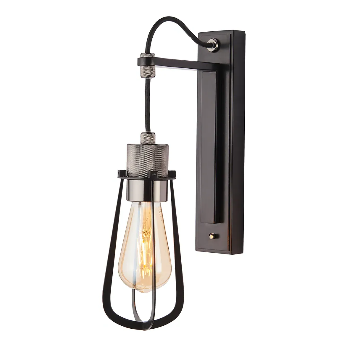 Knurled Wall Light - Black Chrome, Metal image