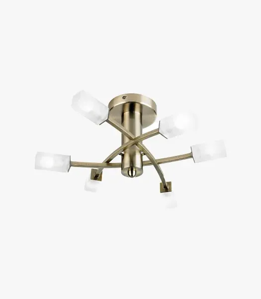Large Ceiling Light with Glass Shades - Brass