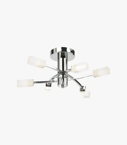Large Ceiling Light with Glass Shades - Chrome